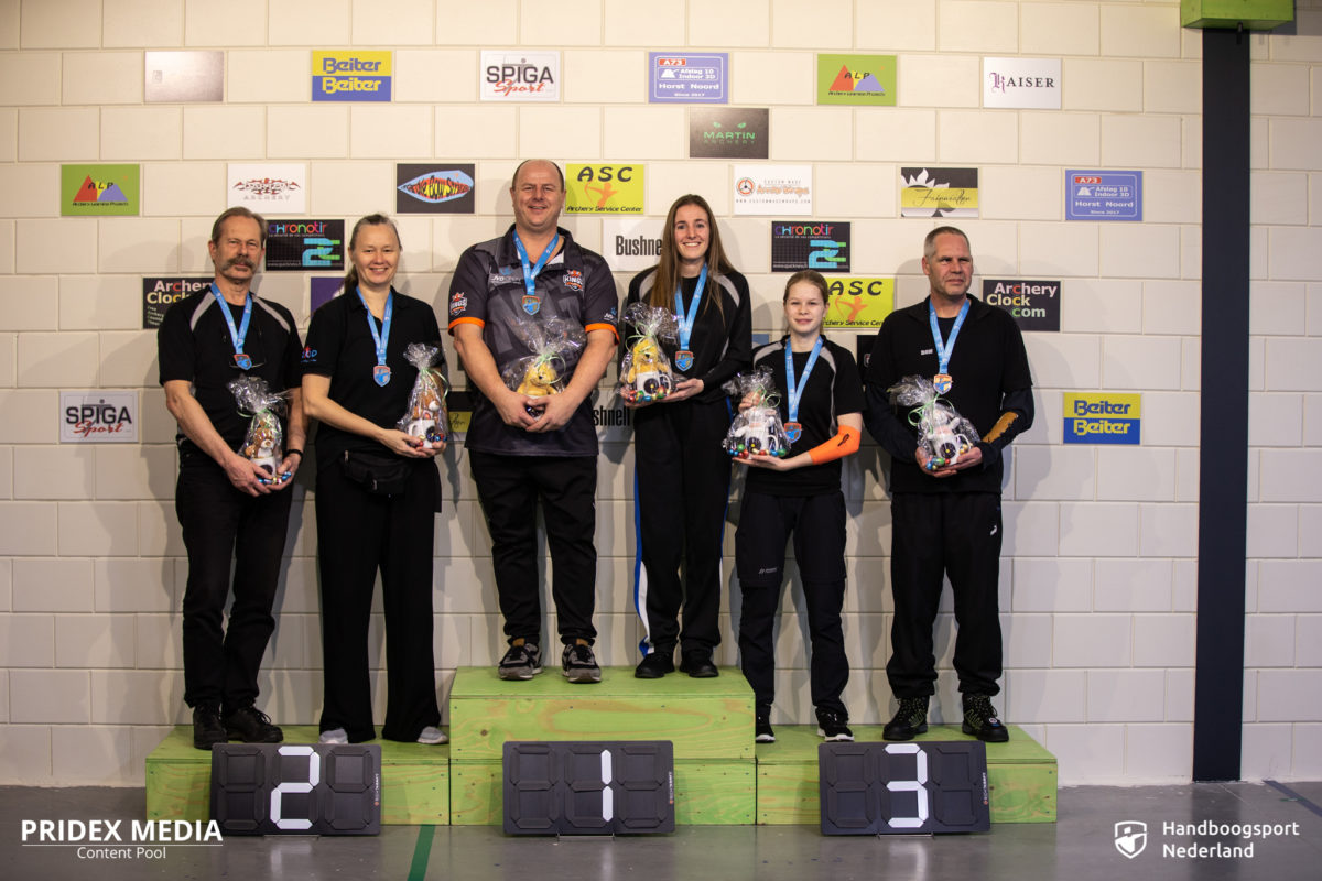 Nederlandse indoortitels Barebow verdeeld in Horst